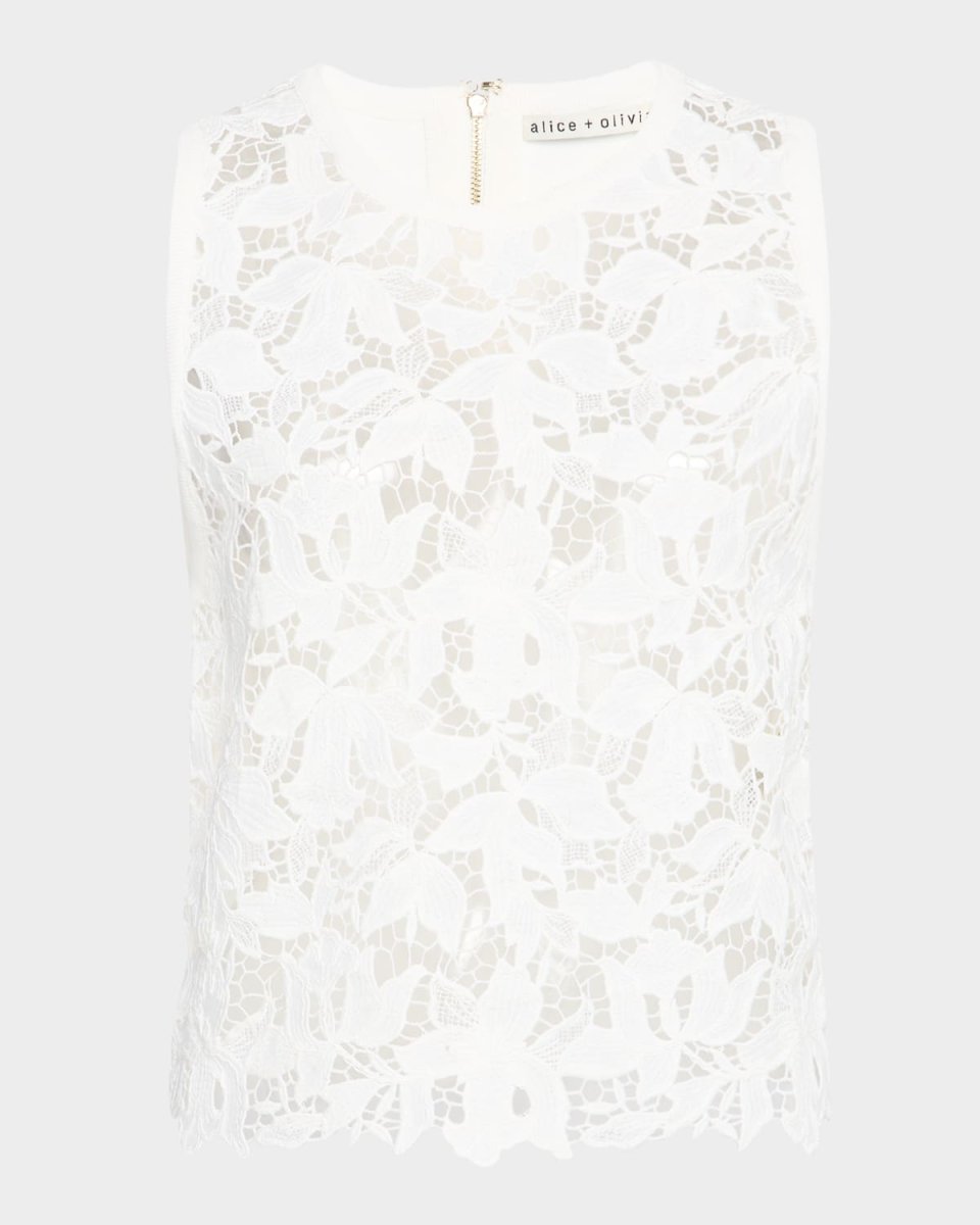 Danielle Lace-Front Sweater Tank